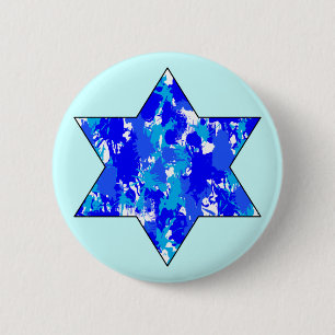 Chapa Redonda De 5 Cm Estrella judía azul para pintar