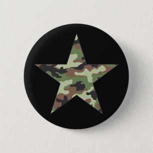 Chapa Redonda De 5 Cm Estrella militar de camuflaje