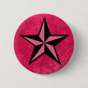 Chapa Redonda De 5 Cm Estrella negra y rosa