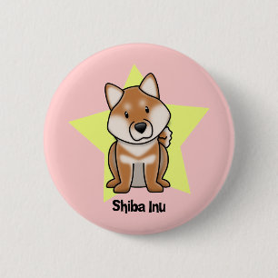 Chapa Redonda De 5 Cm Estrella Shiba Inu de Kawaii