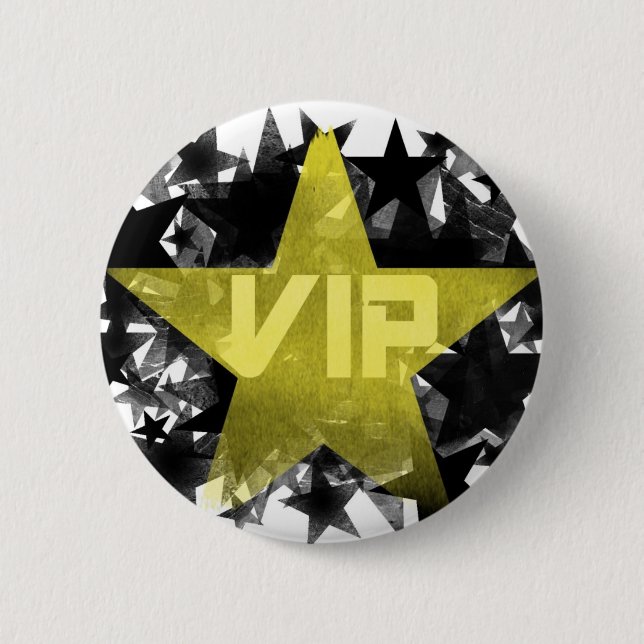 Chapa Redonda De 5 Cm Estrella VIP del oro (Anverso)