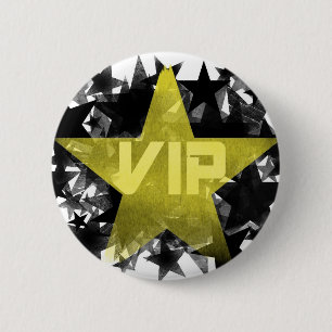 Chapa Redonda De 5 Cm Estrella VIP del oro