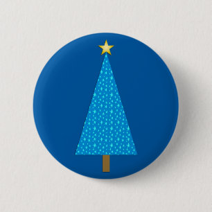 Chapa Redonda De 5 Cm Estrellas azules, árbol navideño moderno