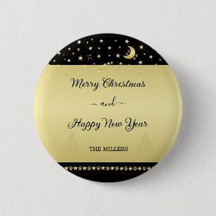 Chapa Redonda De 5 Cm Estrellas de Navidades brillantes de oro, trapos d
