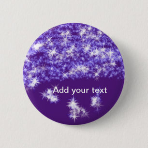 Chapa Redonda De 5 Cm estrellas de purpurina purpura simple añada su tex