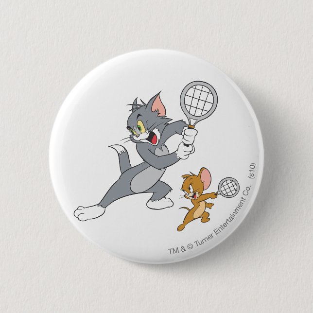 Chapa Redonda De 5 Cm Estrellas de tenis Tom y Jerry 1 (Anverso)