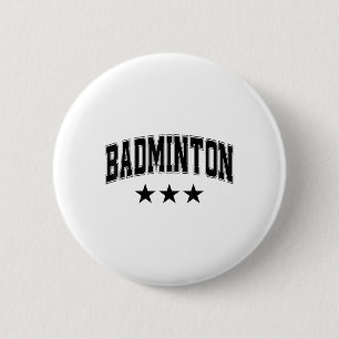 Chapa Redonda De 5 Cm Estrellas Negras de Bádminton Clic Retro Texto Uni