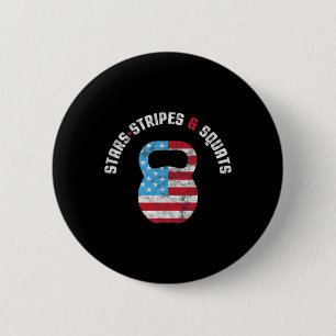 Chapa Redonda De 5 Cm Estrellas Y Squad Workout Gym Bandera Estadouniden