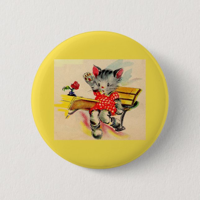 Chapa Redonda De 5 Cm estudiante de gatito kitten (Anverso)