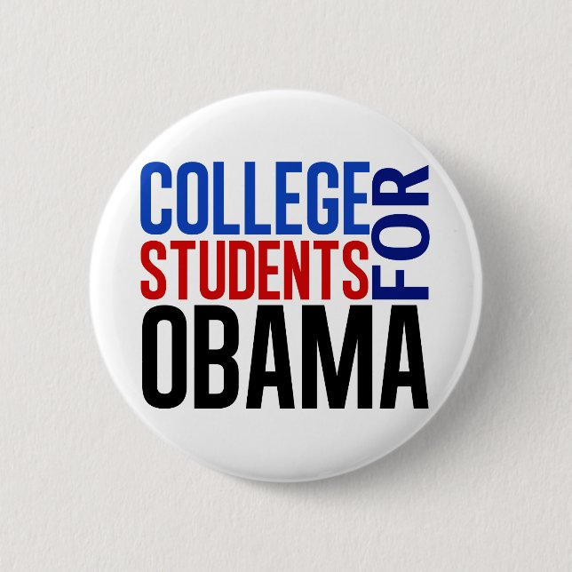 Chapa Redonda De 5 Cm Estudiantes universitarios para Obama (Anverso)