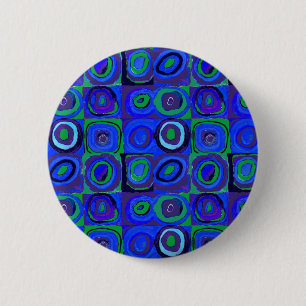 Chapa Redonda De 5 Cm Estudio de color cuadrados Azules círculos