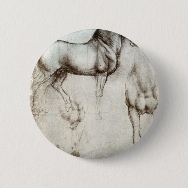 Chapa Redonda De 5 Cm Estudio de los caballos - Leonardo da Vinci (Anverso)