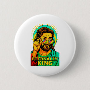 Chapa Redonda De 5 Cm Eternamente Rey Cool Jesús Cristiano Anime Manga P