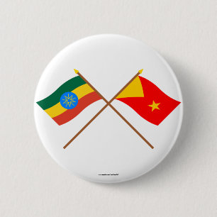Chapa Redonda De 5 Cm Etiopía y banderas cruzadas Tigray
