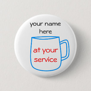 Chapa Redonda De 5 Cm Etiqueta azul del nombre de la taza de café