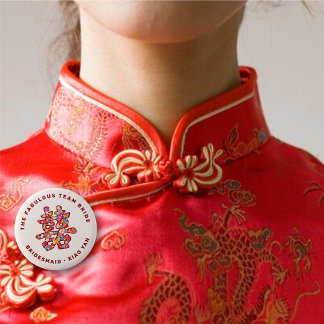 Chapa Redonda De 5 Cm Etiqueta de nombre de boda china de doble felicida