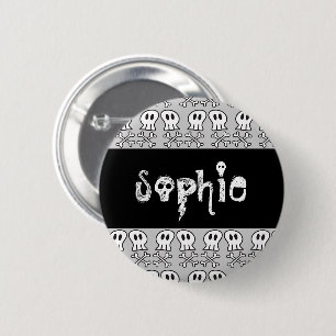 Chapa Redonda De 5 Cm Etiqueta de nombre de fiesta infantil de calaveras