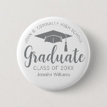 Etiqueta de nombre de graduado gris plata Chic Gra