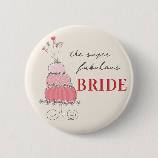 Chapa Redonda De 5 Cm Etiqueta de nombre de tarta de boda rosa dulce y c