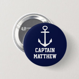 Chapa Redonda De 5 Cm Etiqueta de nombre del capitán de la marina y del