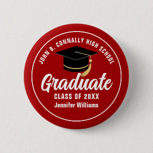Chapa Redonda De 5 Cm Etiqueta de nombre personalizado de graduado de la