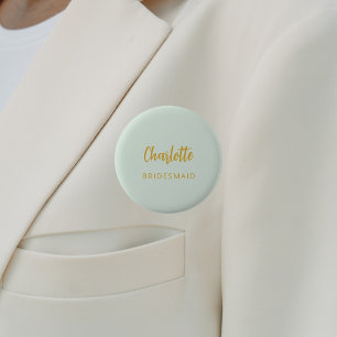 Chapa Redonda De 5 Cm Etiqueta de nombre verde para la dama de honor