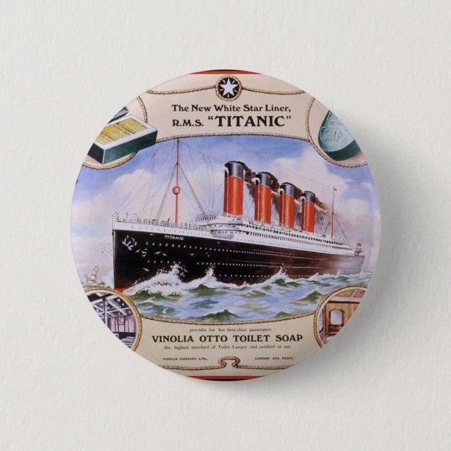 Chapa Redonda De 5 Cm Etiqueta Titanic Soap (Anverso)