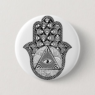 Chapa Redonda De 5 Cm Evil Eye Protection Hamsa