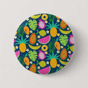 Chapa Redonda De 5 Cm Exóticos Piña Plátano Pitahaya Tropicales 