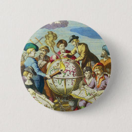 Chapa Redonda De 5 Cm Exploradores de época con mapa de glóbulos antiguo