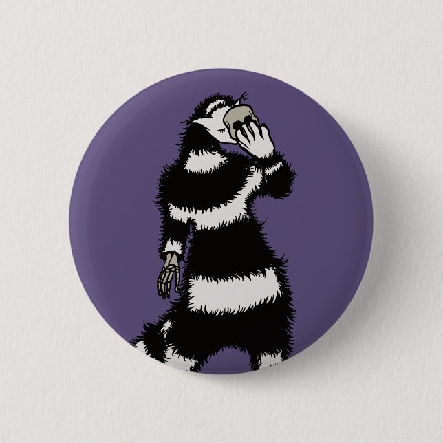 Chapa Redonda De 5 Cm Extraña Máscara De Cráneo De Gato Whimsical Gótica (Anverso)