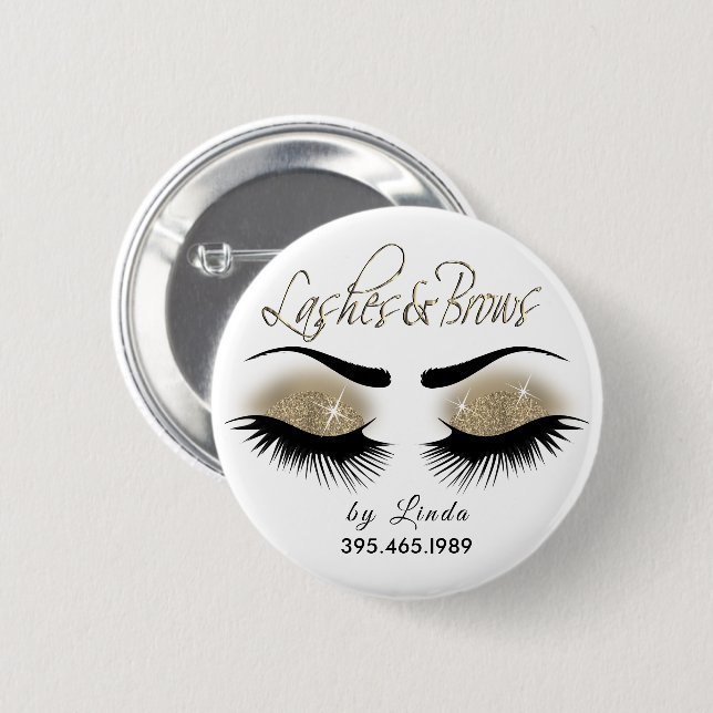 Chapa Redonda De 5 Cm Eyelash y Brows - Oro ligero (Anverso y reverso)