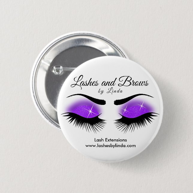 Chapa Redonda De 5 Cm Eyelash y Brows - Púrpura (Anverso y reverso)