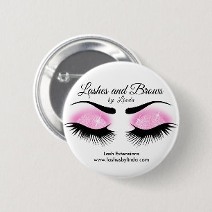 Chapa Redonda De 5 Cm Eyelash y Brows - Rosa