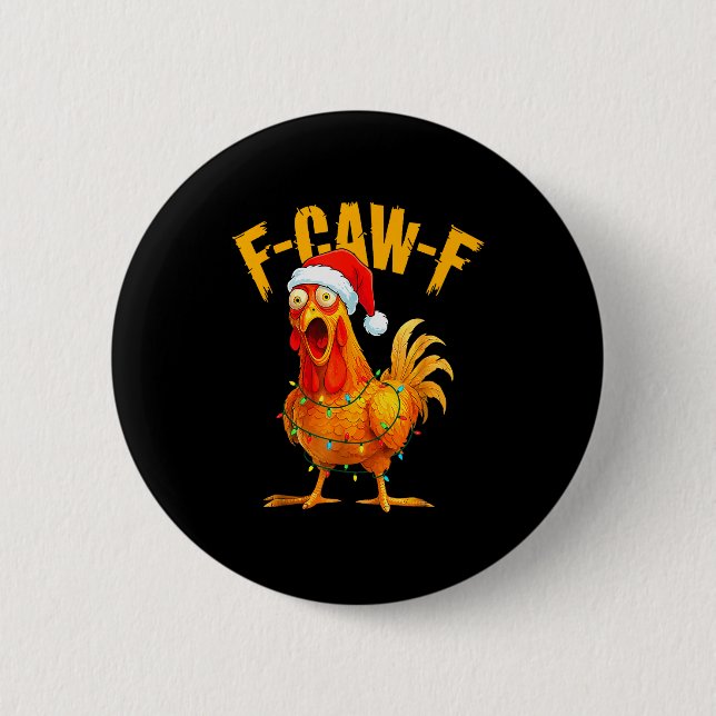 Chapa Redonda De 5 Cm F-caw-f Chicken Fcawf Chicken Christmas Light Sant (Anverso)