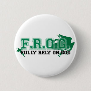 Chapa Redonda De 5 Cm F.R.O.G. - Confíe completamente en dios (el verde