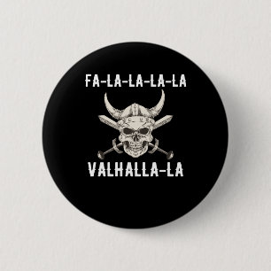 Chapa Redonda De 5 Cm Fa-La-La-La-Valhalla-La Viking Navidades de Dios