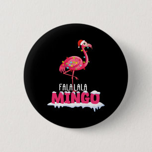 Chapa Redonda De 5 Cm Fa La Mingo Flamingo Navidades Cute Red Gorra 202