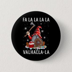 Chapa Redonda De 5 Cm Fa La Valhalla Xmas Gnome Barba Viking