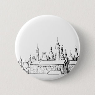 Chapa Redonda De 5 Cm fabulosa ciudad . arte . negro y blanco