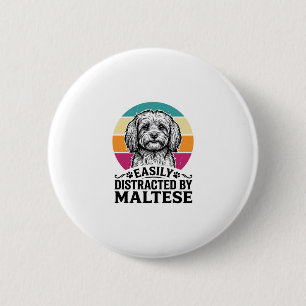Chapa Redonda De 5 Cm Fácilmente Distraído Por Diseño De Perro Vintage M