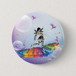 Chapa Redonda De 5 Cm Faerie Musical Keyboard
