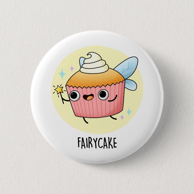 Chapa Redonda De 5 Cm Fairy Cake Funny Cupcake Pun (Anverso)