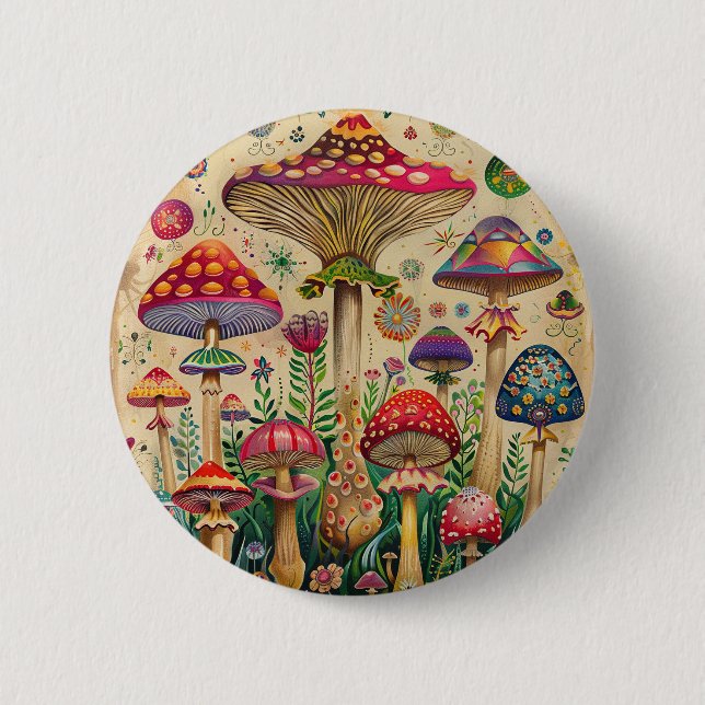 Chapa Redonda De 5 Cm Fairytale Mushrooms (Anverso)