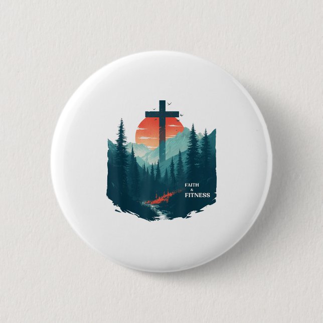 Chapa Redonda De 5 Cm Faith &amp; Fitness Christian - Workout Motivation (Anverso)