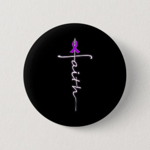 Chapa Redonda De 5 Cm Faith Christian Cross Purple Ribbon Guerrero Heime