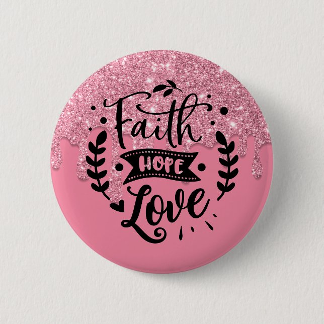 Chapa Redonda De 5 Cm Faith Hope Love (Anverso)