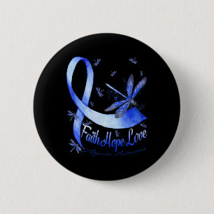 Chapa Redonda De 5 Cm Faith Hope Love Alopecia Awareness Dragonfly