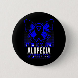 Chapa Redonda De 5 Cm Faith Hope Love Alopecia Sensibilización Butterfli