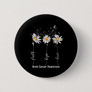 Chapa Redonda De 5 Cm Faith Hope Love Brain Cancer Awareness Shirt Flowe